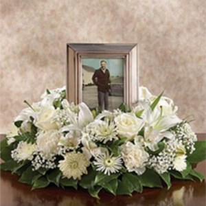 All White Memorial Urn Wreath