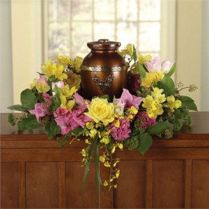 Yellow & Pink Urn Wreath
